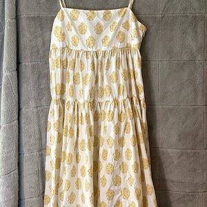 J. Crew Cotton Floral White and Gold Dress